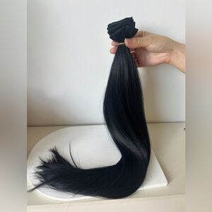 22 Inch Clip in Long Black Thick straight Hair Extensions